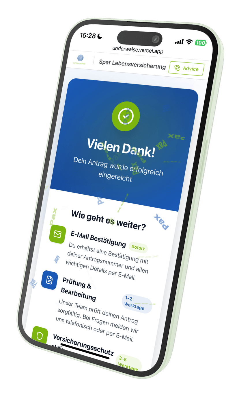 Underwaise Lebensversicherung App auf iPhone